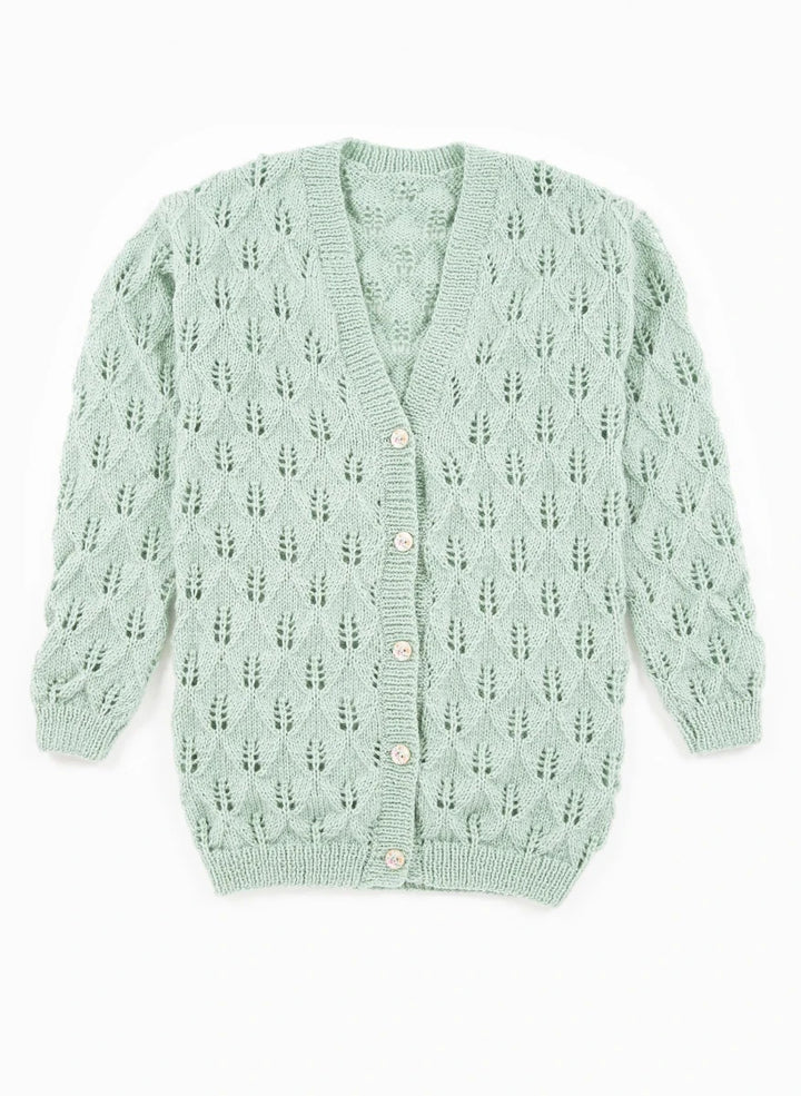 Bergère de France Canada - Openwork leaf V - neck cardigan