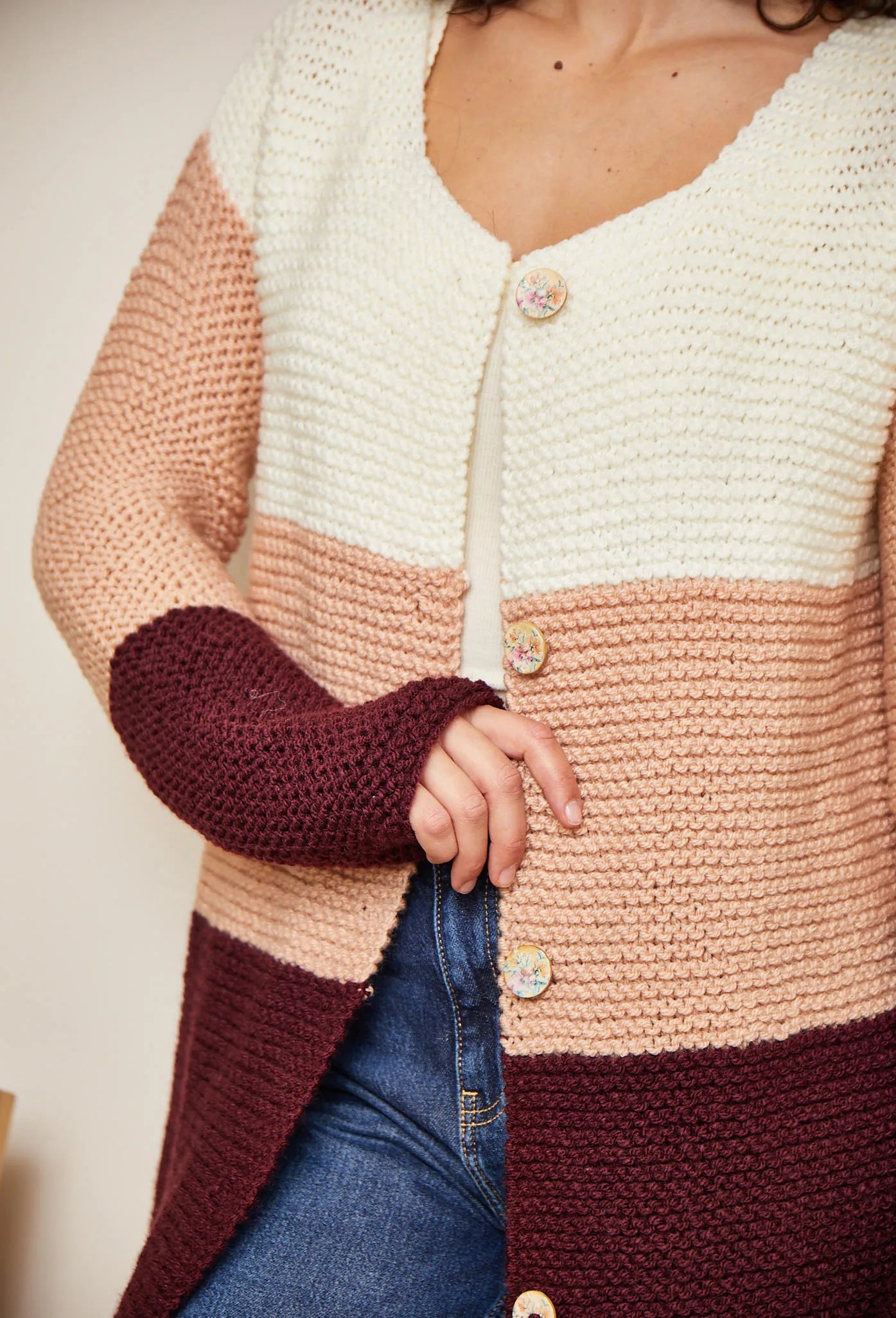 Bergère de France Canada - Blandine foam - stitched tricolor vest