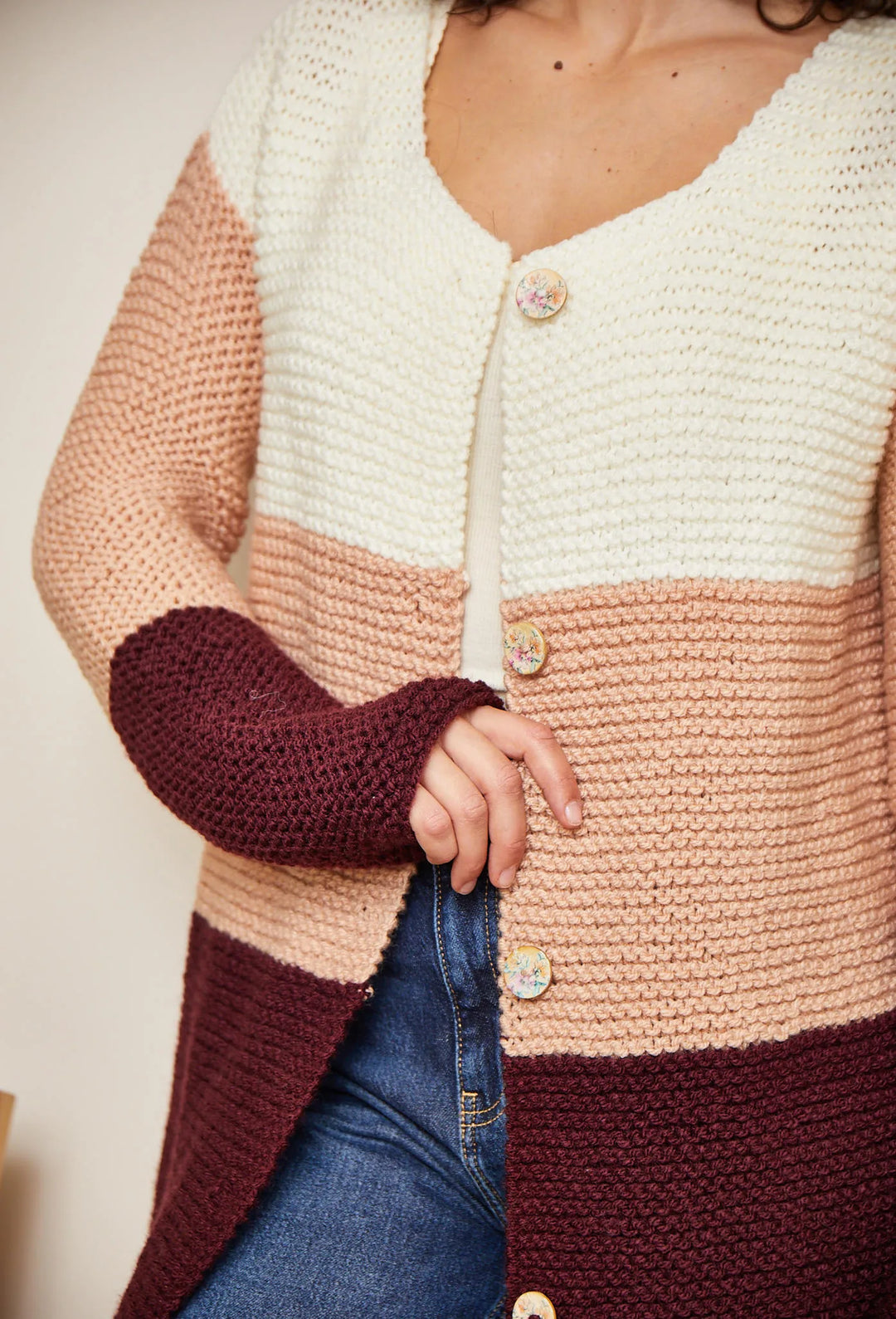 Bergère de France Canada - Blandine foam - stitched tricolor vest